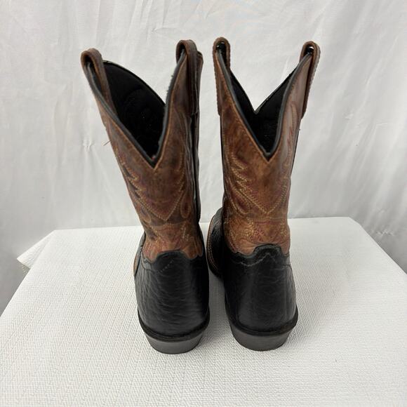 Dan Post Boots Boys 6 D Little River Cowboy Black Tan Leather Square Toe Youth - Picture 4 of 10